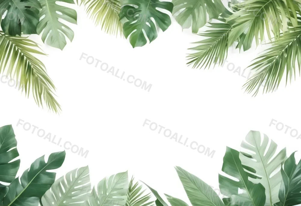 Minimal Soft Studio Light Photography Tropical Leaves In A White Background High Detail Solid Bold Color Background 75 6861