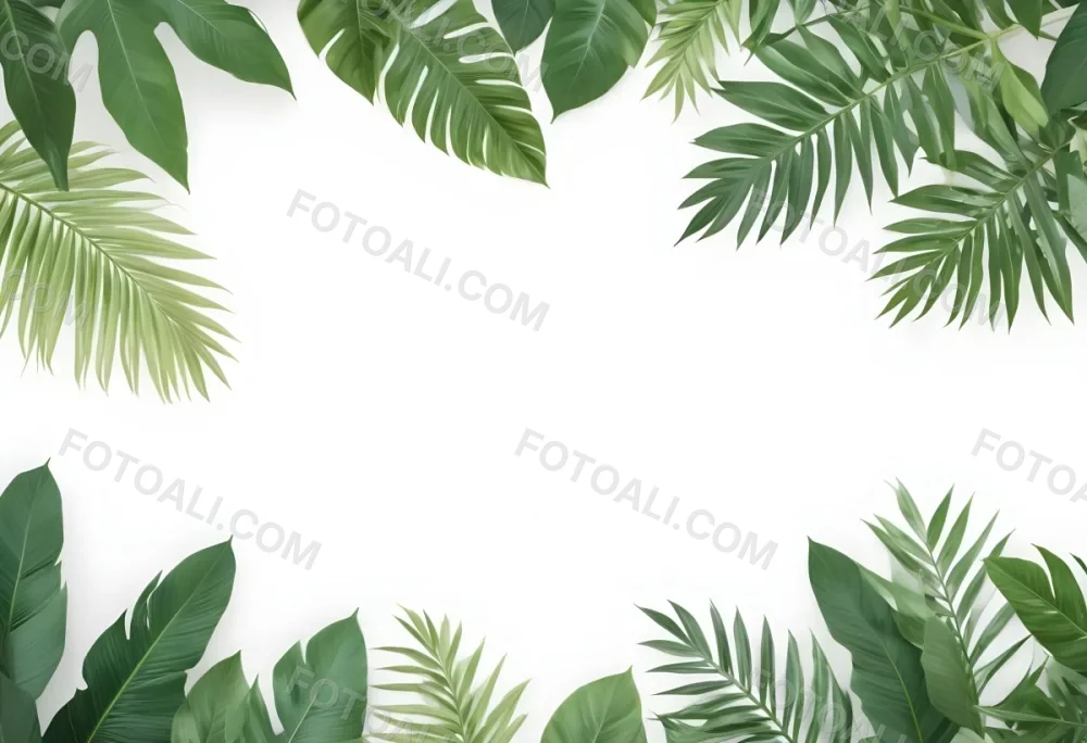 Minimal Soft Studio Light Photography Tropical Leaves In A White Background High Detail Solid Bold Color Background 77 4e76