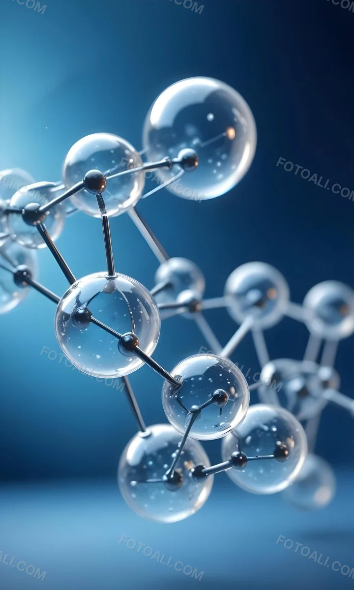 Molecular Structure With An Abstract Scientific Background Featuring Interconnected Molecules In Blue Tones 1 B3e9