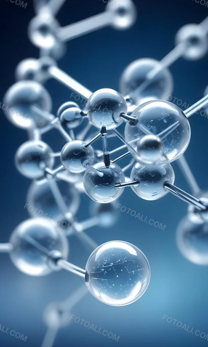 Molecular Structure With An Abstract Scientific Background Featuring Interconnected Molecules In Blue Tones 12 C92a