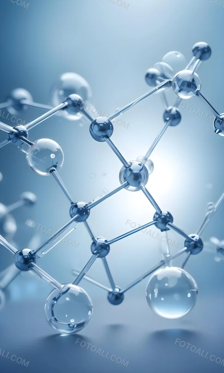 Molecular Structure With An Abstract Scientific Background Featuring Interconnected Molecules In Blue Tones 9 9377