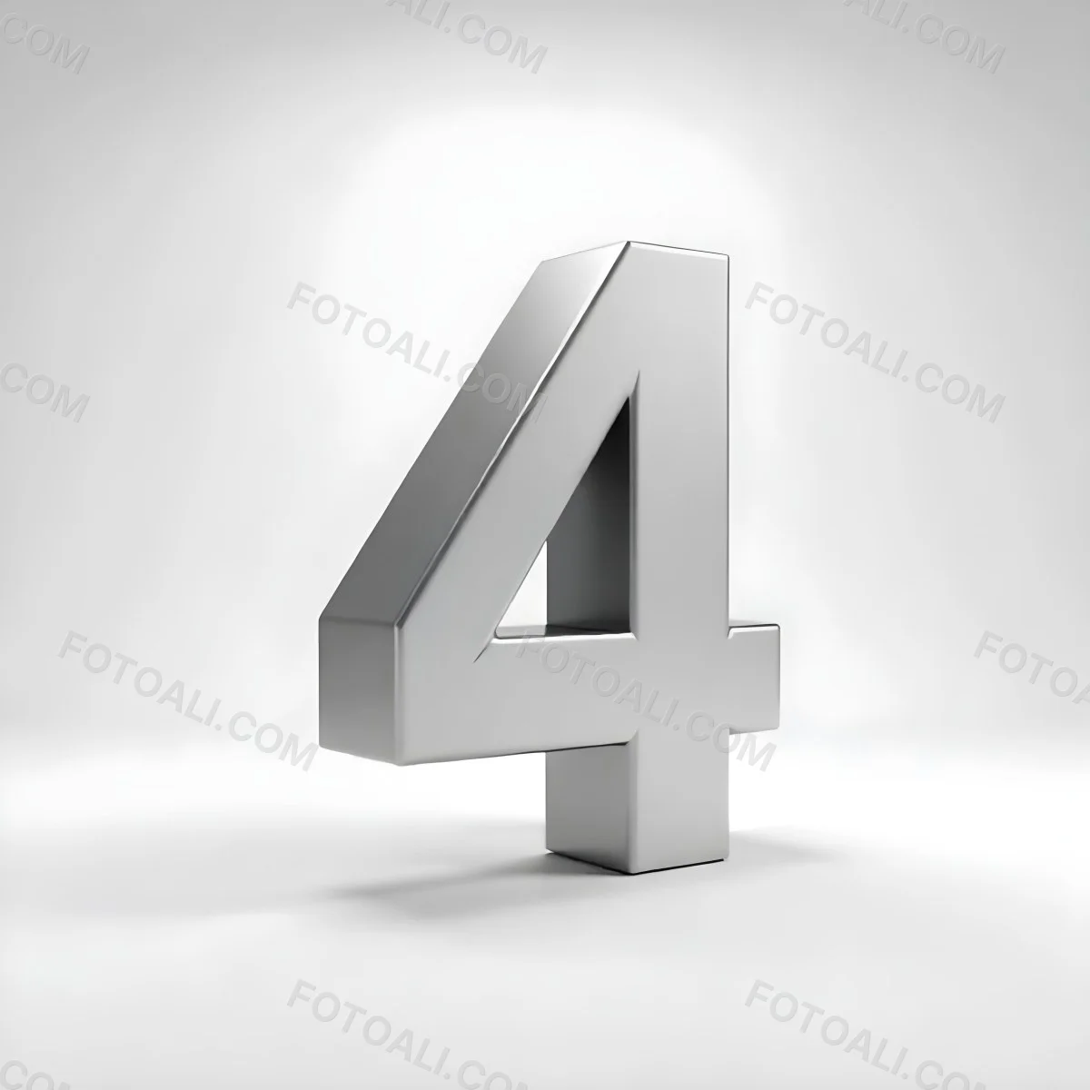 Number Four In Silver Metal Floating In A White Background Studio Lighting High Resolution Metallic Texture Simple Design Modern Typography Clean Presentation Minimalist Style 14 6edb
