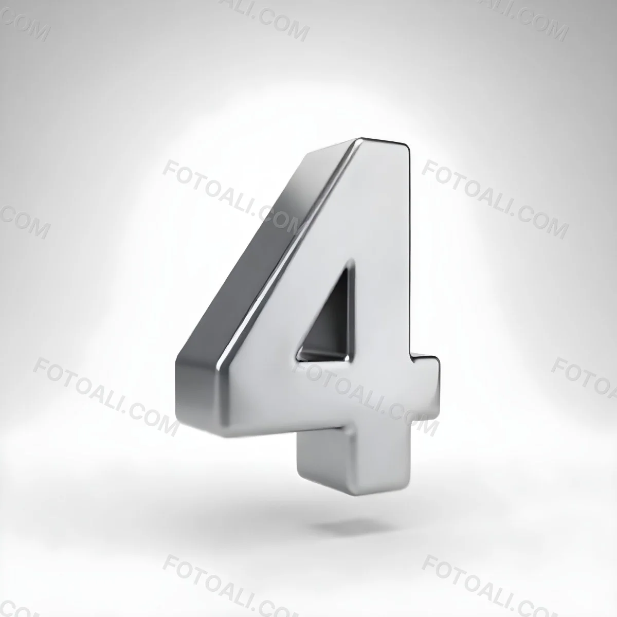 Number Four In Silver Metal Floating In A White Background Studio Lighting High Resolution Metallic Texture Simple Design Modern Typography Clean Presentation Minimalist Style 18 01f1