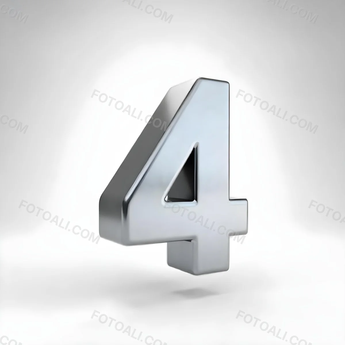 Number Four In Silver Metal Floating In A White Background Studio Lighting High Resolution Metallic Texture Simple Design Modern Typography Clean Presentation Minimalist Style 20 35c4