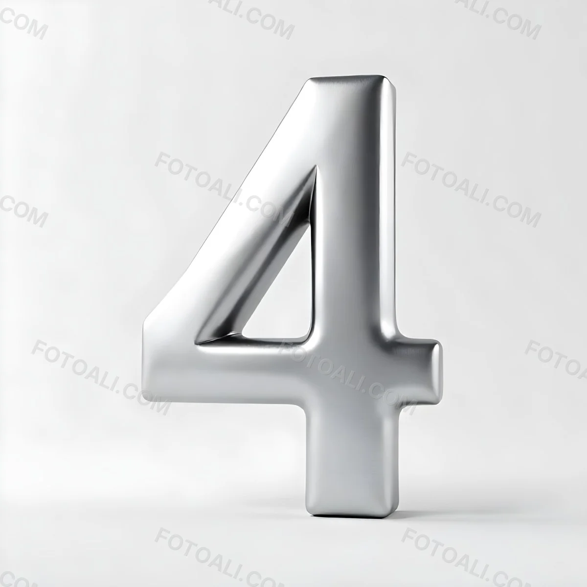 Number Four In Silver Metal Floating In A White Background Studio Lighting High Resolution Metallic Texture Simple Design Modern Typography Clean Presentation Minimalist Style 33 5e82