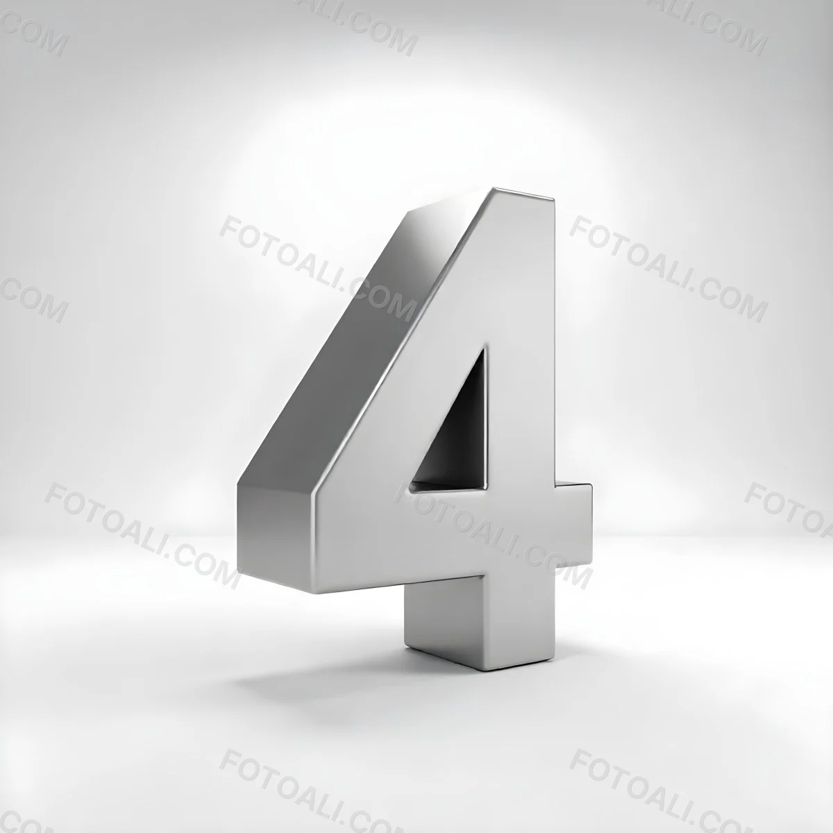 Number Four In Silver Metal Floating In A White Background Studio Lighting High Resolution Metallic Texture Simple Design Modern Typography Clean Presentation Minimalist Style 37 Efa7