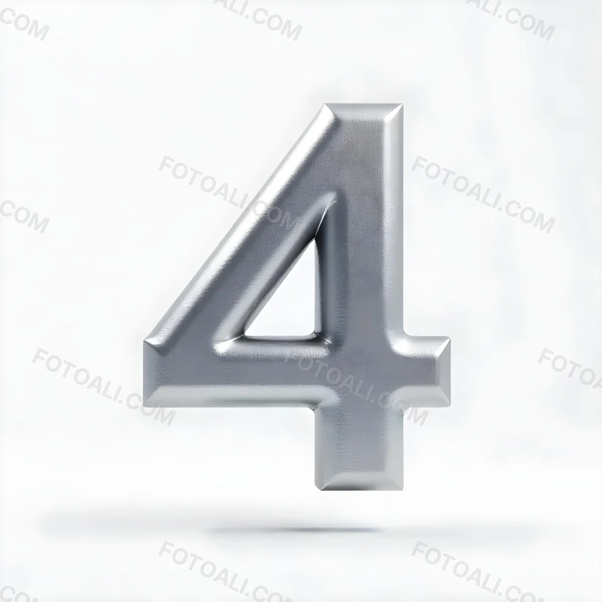 Number Four In Silver Metal Floating In A White Background Studio Lighting High Resolution Metallic Texture Simple Design Modern Typography Clean Presentation Minimalist Style 5 5bec