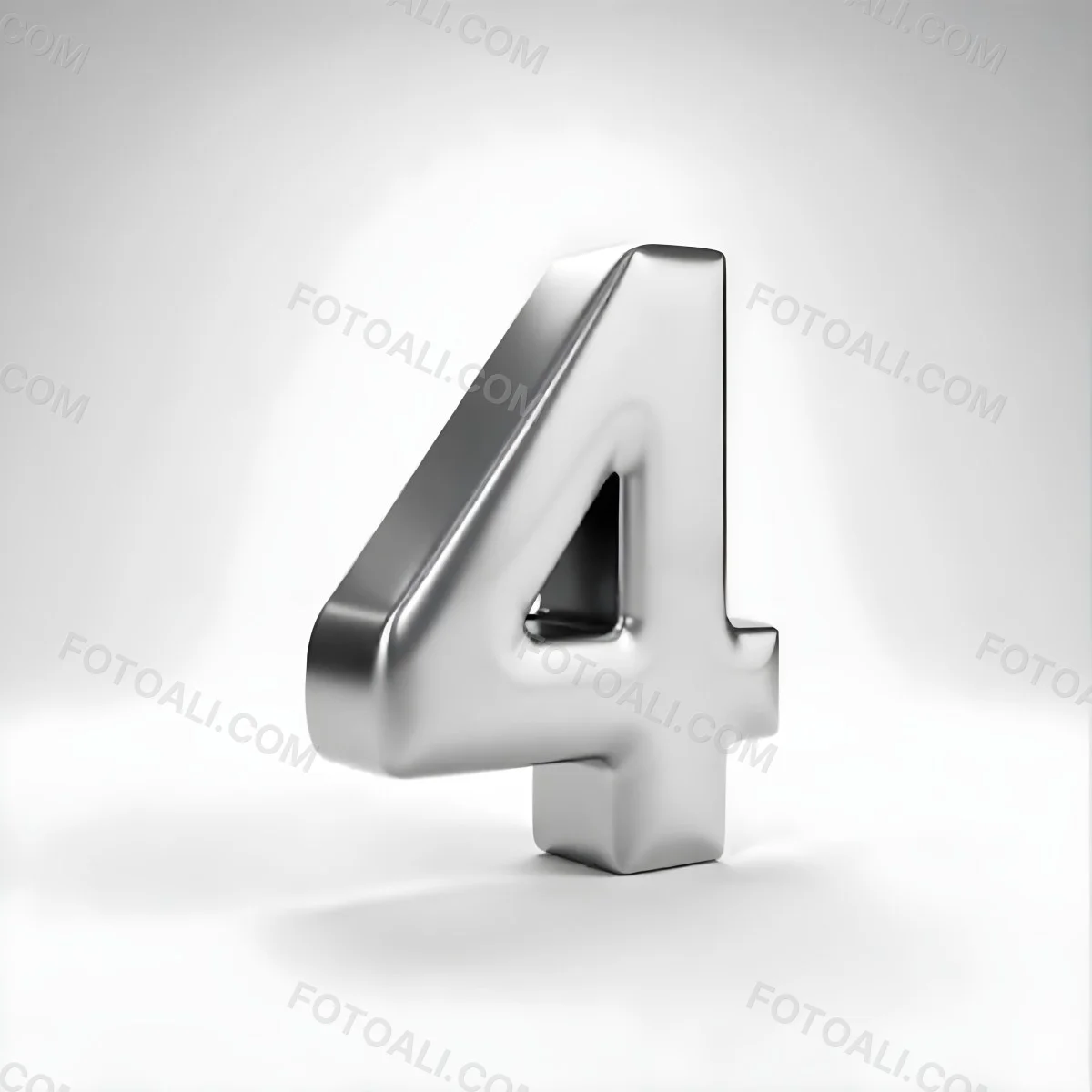 Number Four In Silver Metal Floating In A White Background Studio Lighting High Resolution Metallic Texture Simple Design Modern Typography Clean Presentation Minimalist Style 54 155d