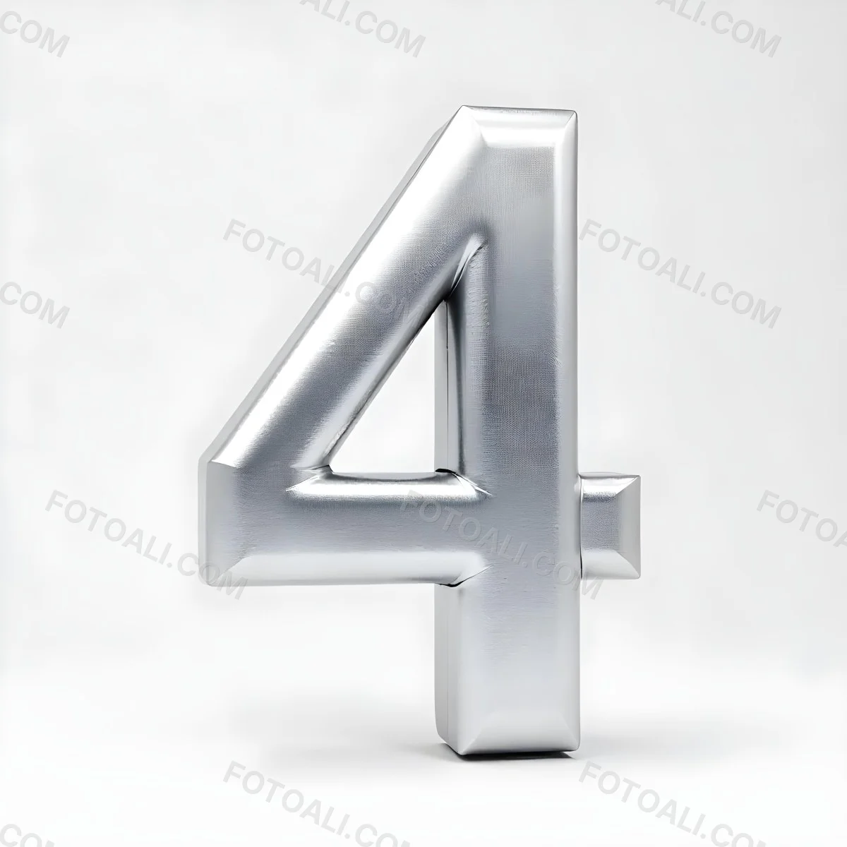 Number Four In Silver Metal Floating In A White Background Studio Lighting High Resolution Metallic Texture Simple Design Modern Typography Clean Presentation Minimalist Style 56 E6e5
