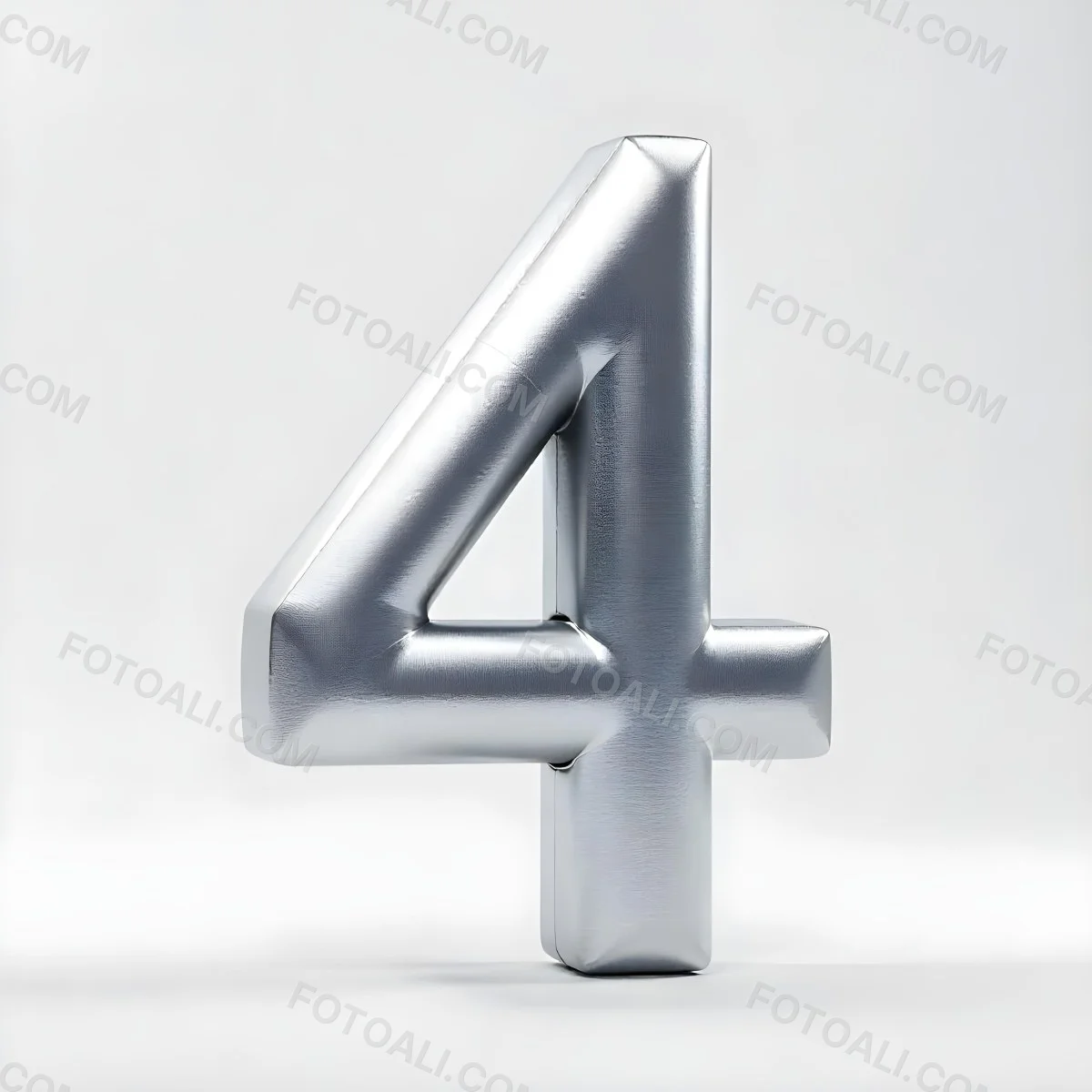 Number Four In Silver Metal Floating In A White Background Studio Lighting High Resolution Metallic Texture Simple Design Modern Typography Clean Presentation Minimalist Style 6 Cfc8