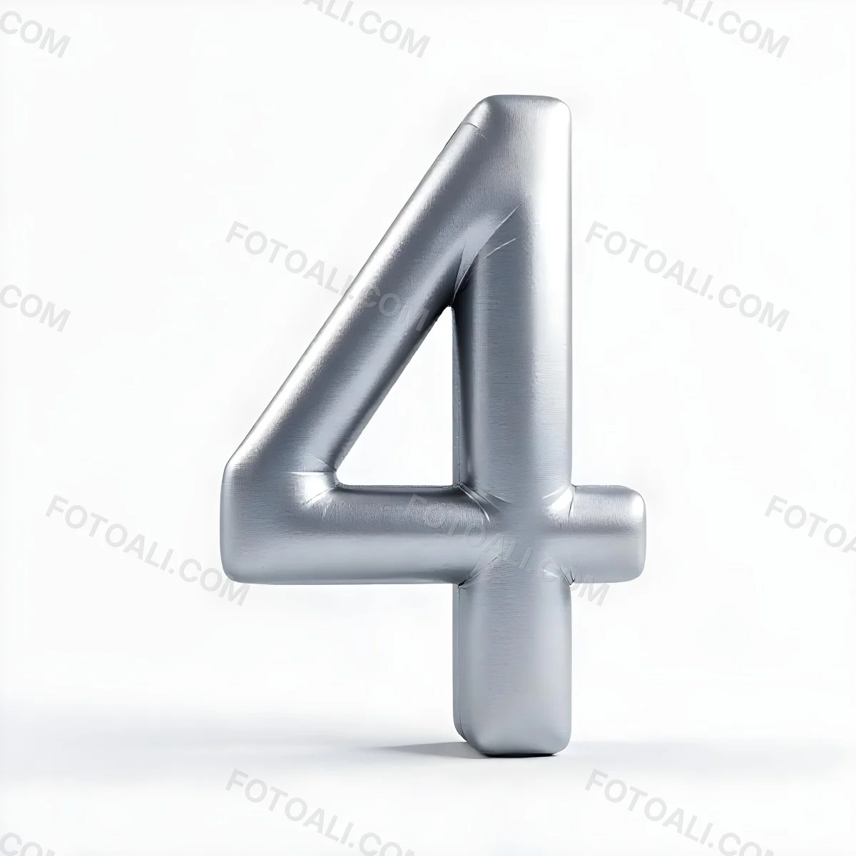 Number Four In Silver Metal Floating In A White Background Studio Lighting High Resolution Metallic Texture Simple Design Modern Typography Clean Presentation Minimalist Style 7 5f68