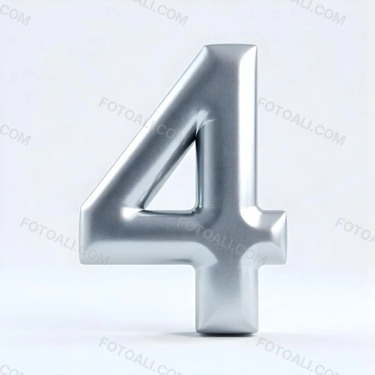 Number Four In Silver Metal Floating In A White Background Studio Lighting High Resolution Metallic Texture Simple Design Modern Typography Clean Presentation Minimalist Style 9 8467