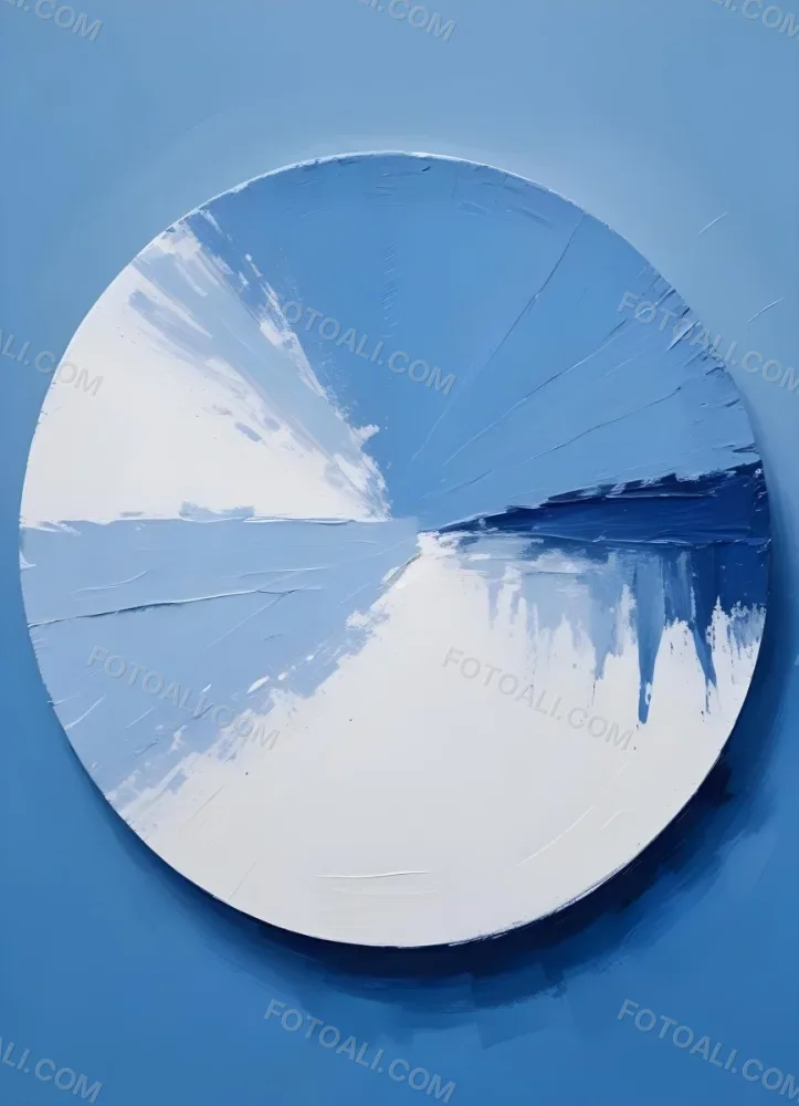 Oil Painting A Blue And White Circle With A Rough Texture Surrounded By A Solid Blue Background Creating A Simple Yet Visually Striking Contrast Creative Extremely Detailed Brush Stroke 25 0bf8