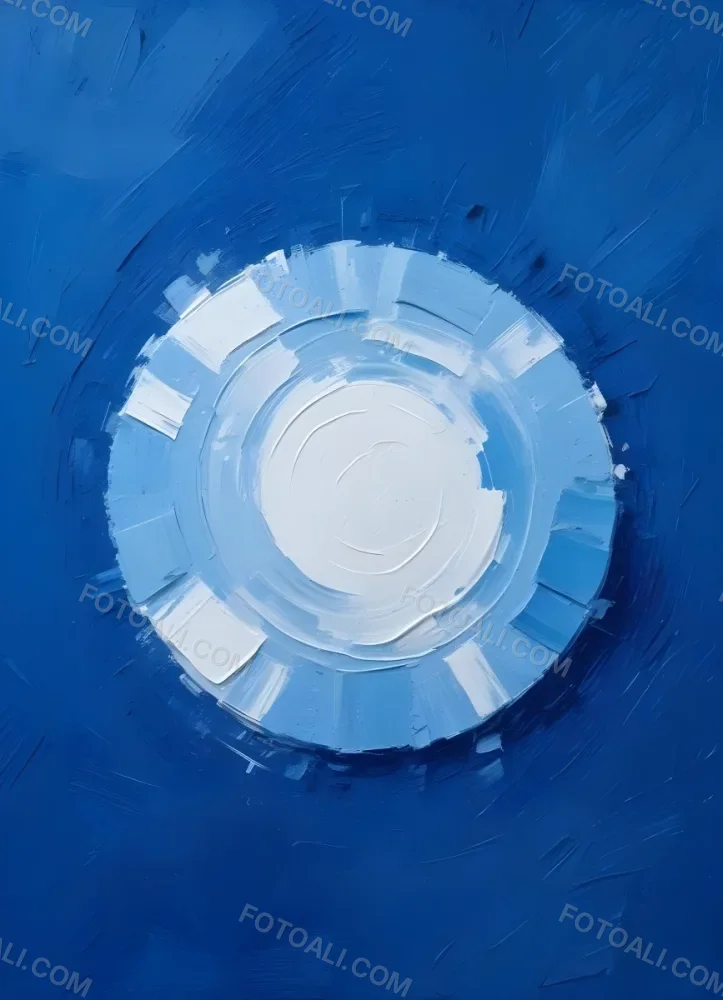 Oil Painting A Blue And White Circle With A Rough Texture Surrounded By A Solid Blue Background Creating A Simple Yet Visually Striking Contrast Creative Extremely Detailed Brush Stroke 4 8b95