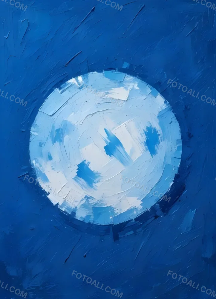 Oil Painting A Blue And White Circle With A Rough Texture Surrounded By A Solid Blue Background Creating A Simple Yet Visually Striking Contrast Creative Extremely Detailed Brush Stroke 8 76fd