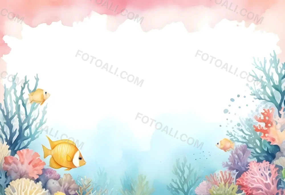 Oil Painting A Watercolor Painting Of A Coral Reef With Colorful Corals Seaweed And A Yellow Fish With A Yellow Watercolor Splash On The Top And A Colorful Background Creative Extremely Detailed Brush Stroke 35 5360