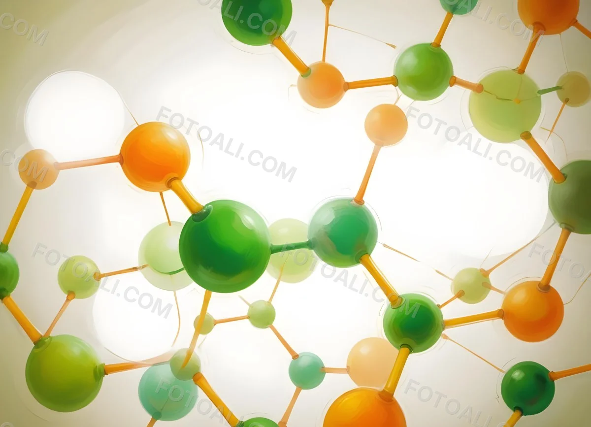 Oil Painting Abstract Molecular Structure With Green And Orange Spheres Connected By Yellow Lines Creating A Network Pattern Against A Bright Background Creative Extremely Detailed Brush Stroke 22 C5f7