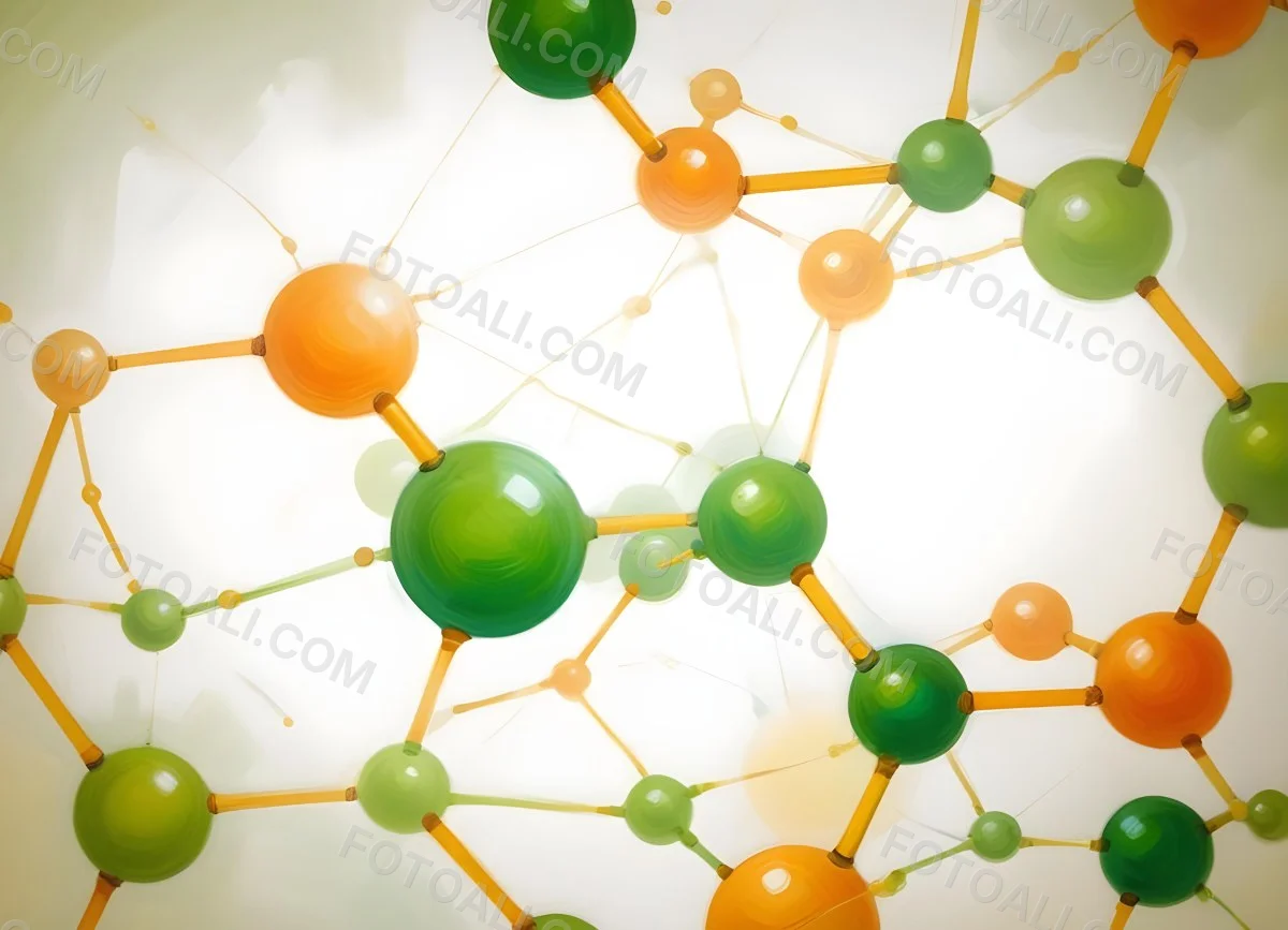 Oil Painting Abstract Molecular Structure With Green And Orange Spheres Connected By Yellow Lines Creating A Network Pattern Against A Bright Background Creative Extremely Detailed Brush Stroke 29 C3a1