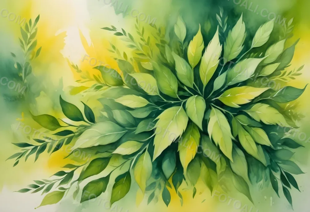 Oil Painting Abstract Watercolor Painting With Shades Of Green And Yellow Creating A Vibrant And Organic Texture Reminiscent Of Foliage And Sunlight Creative Extremely Detailed Brush Stroke 17 445d