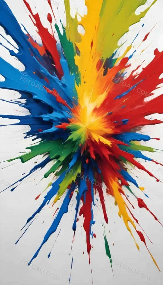 Oil Painting An Explosion Of Vibrant Colors Including Blue Red Yellow And Green Creating A Dynamic And Abstract Composition On A White Background Creative Extremely Detailed Brush Stroke 1 22b6