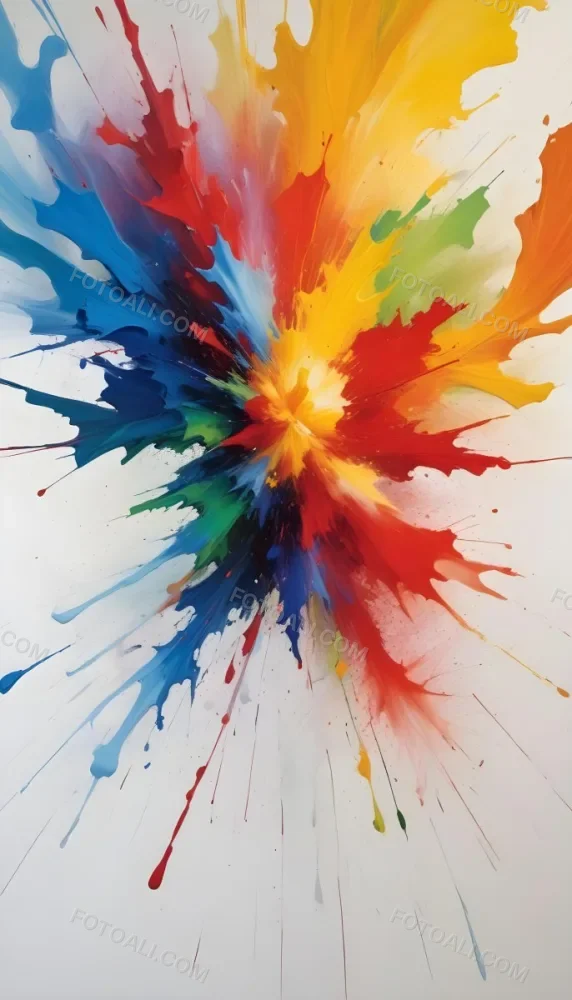 Oil Painting An Explosion Of Vibrant Colors Including Blue Red Yellow And Green Creating A Dynamic And Abstract Composition On A White Background Creative Extremely Detailed Brush Stroke 2 Cd83