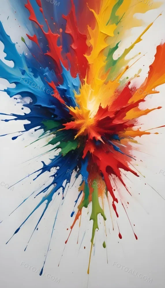 Oil Painting An Explosion Of Vibrant Colors Including Blue Red Yellow And Green Creating A Dynamic And Abstract Composition On A White Background Creative Extremely Detailed Brush Stroke 8 6975