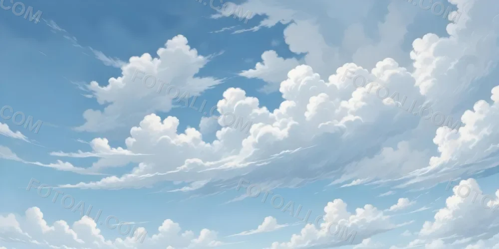 Oil Painting Cloudy Blue Sky With Wispy White Clouds Creative Extremely Detailed Brush Stroke 25 A683