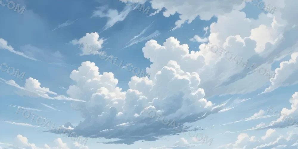 Oil Painting Cloudy Blue Sky With Wispy White Clouds Creative Extremely Detailed Brush Stroke 26 E3c4