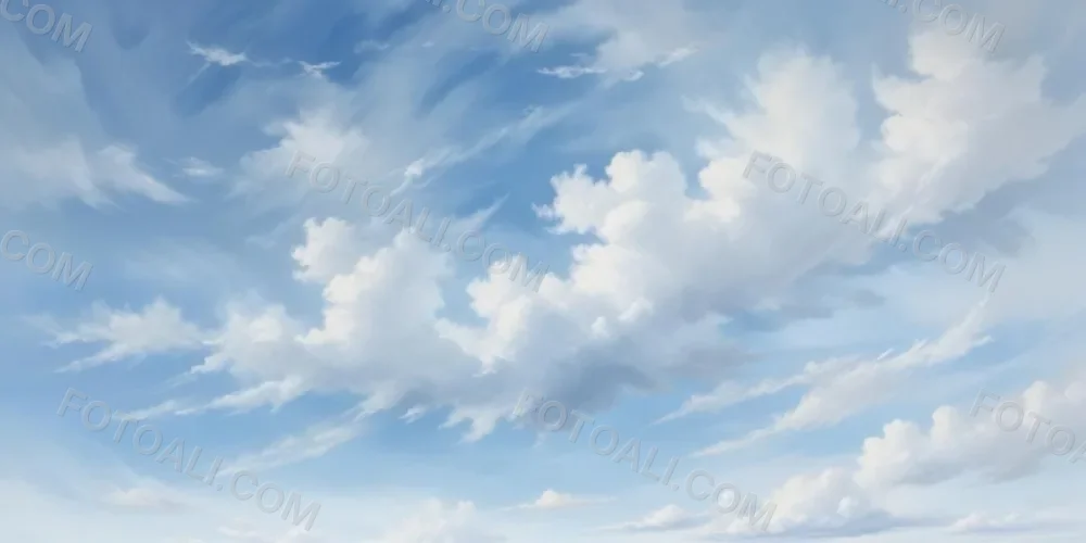 Oil Painting Cloudy Blue Sky With Wispy White Clouds Creative Extremely Detailed Brush Stroke 3 26b7