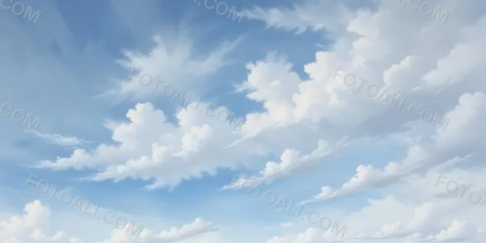 Oil Painting Cloudy Blue Sky With Wispy White Clouds Creative Extremely Detailed Brush Stroke 4 4e64