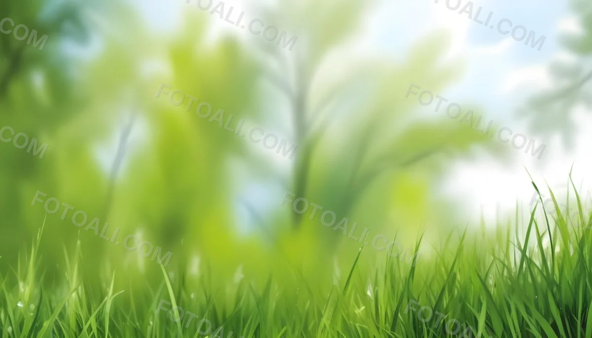 Oil Painting Green Grass In The Foreground Out Of Focus Trees And Sky In The Background Bright And Sunny Day Nature Creative Extremely Detailed Brush Stroke 4 Cac9