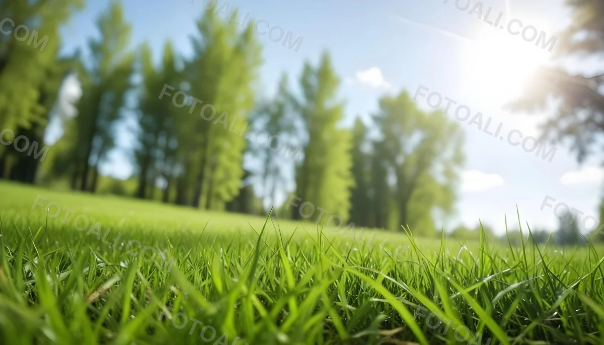 Oil Painting Green Grass In The Foreground Out Of Focus Trees And Sky In The Background Bright And Sunny Day Nature Creative Extremely Detailed Brush Stroke 41 A117
