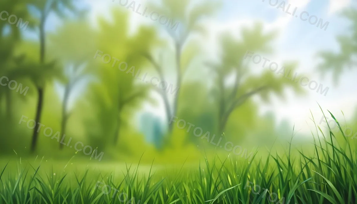 Oil Painting Green Grass In The Foreground Out Of Focus Trees And Sky In The Background Bright And Sunny Day Nature Creative Extremely Detailed Brush Stroke 46 A4ac