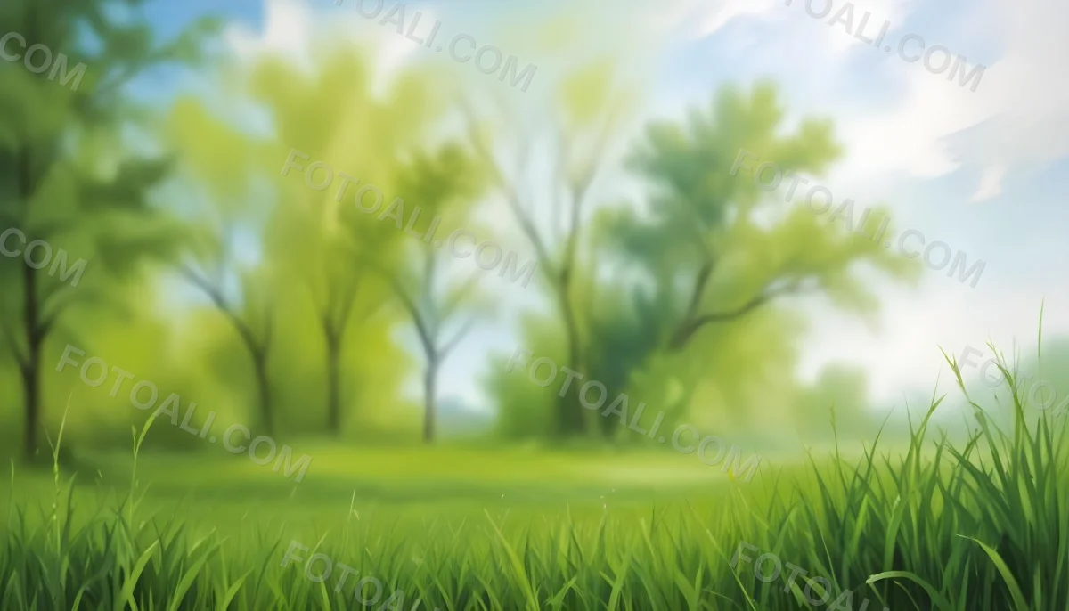 Oil Painting Green Grass In The Foreground Out Of Focus Trees And Sky In The Background Bright And Sunny Day Nature Creative Extremely Detailed Brush Stroke 58 E0f7