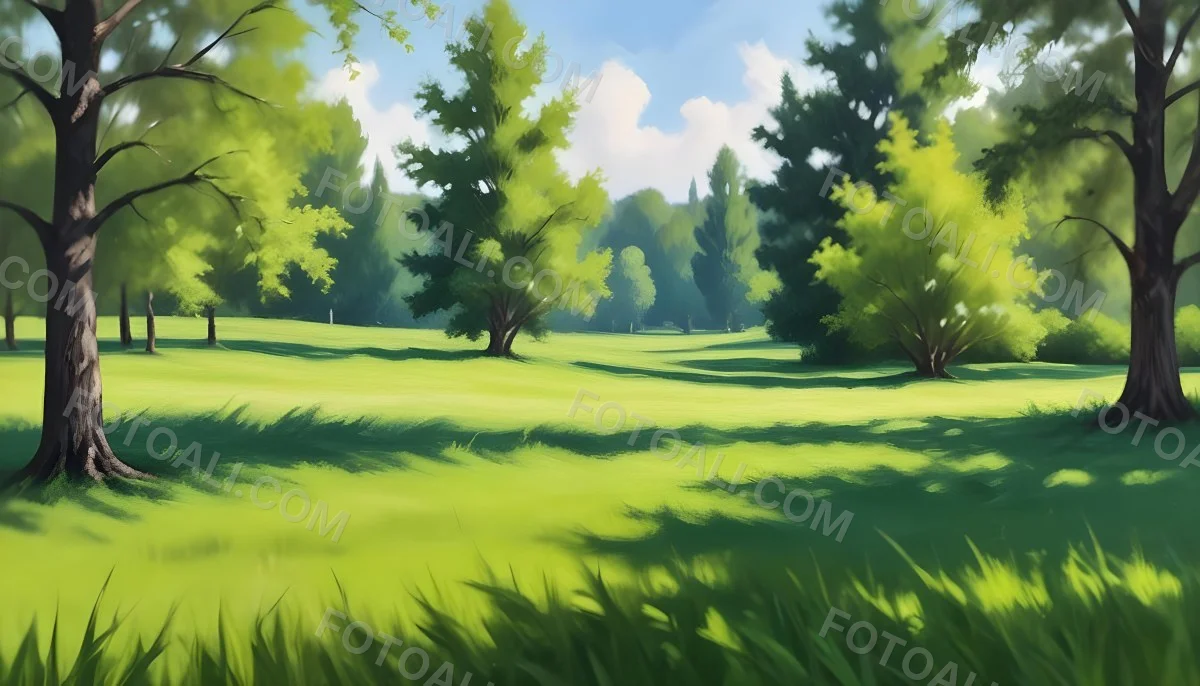 Oil Painting Green Grass In The Foreground Out Of Focus Trees And Sky In The Background Bright And Sunny Day Nature Creative Extremely Detailed Brush Stroke 9 43f8