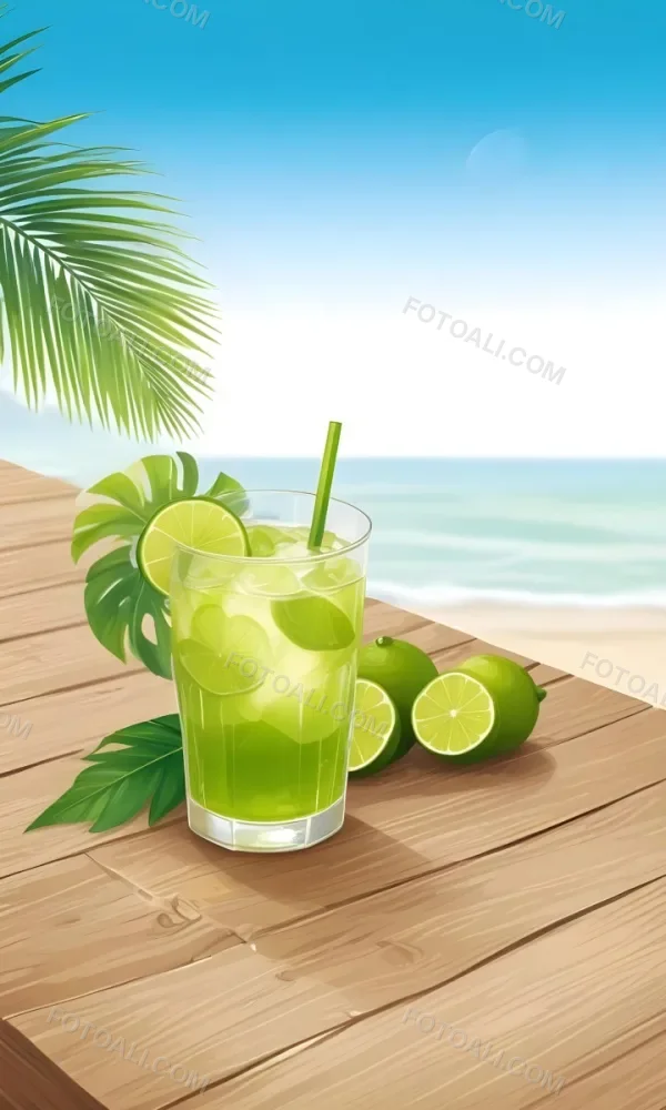 Oil Painting Green Palm Leaves Fresh Limes And A G 7 61ca