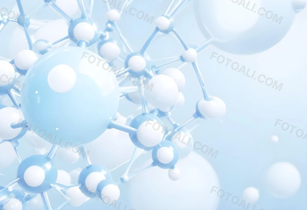 Oil Painting Molecular Structure With Interconnected Spheres Translucent Material Soft Lighting Light Blue And White Color Palette Scientific Or Medical Theme Clean And Minimalist Background Creative Extremely De 16 46a4