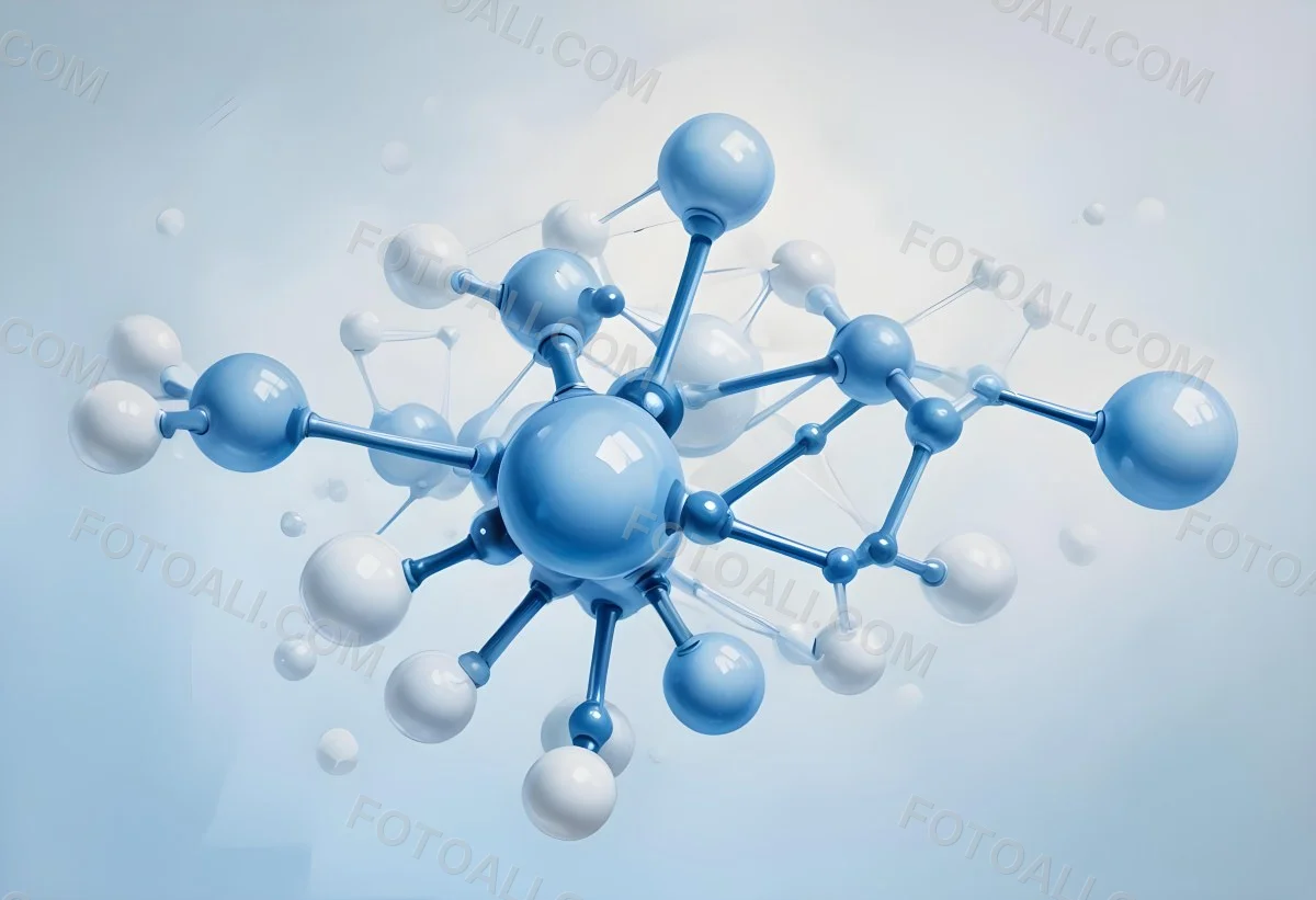 Oil Painting Molecular Structure With Interconnected Spheres Translucent Material Soft Lighting Light Blue And White Color Palette Scientific Or Medical Theme Clean And Minimalist Background Creative Extremely De 26 48d2