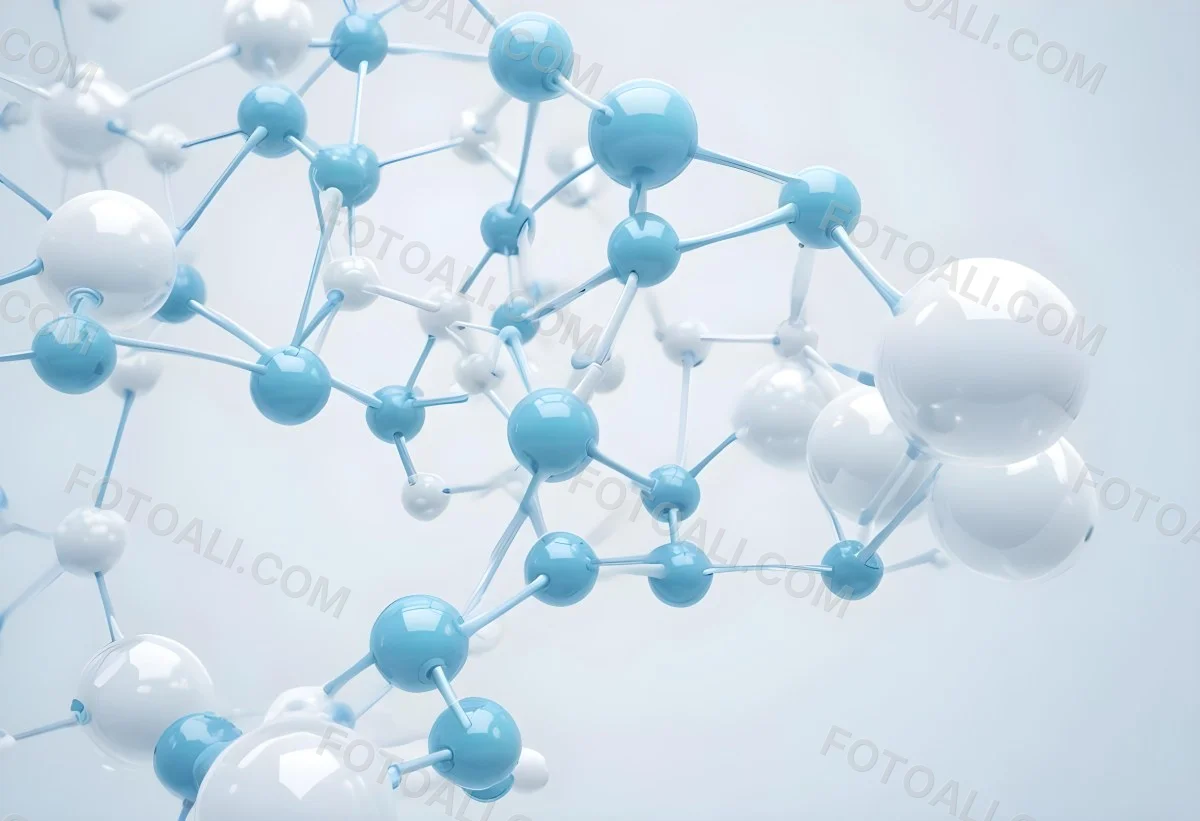 Oil Painting Molecular Structure With Interconnected Spheres Translucent Material Soft Lighting Light Blue And White Color Palette Scientific Or Medical Theme Clean And Minimalist Background Creative Extremely De 50 9d55