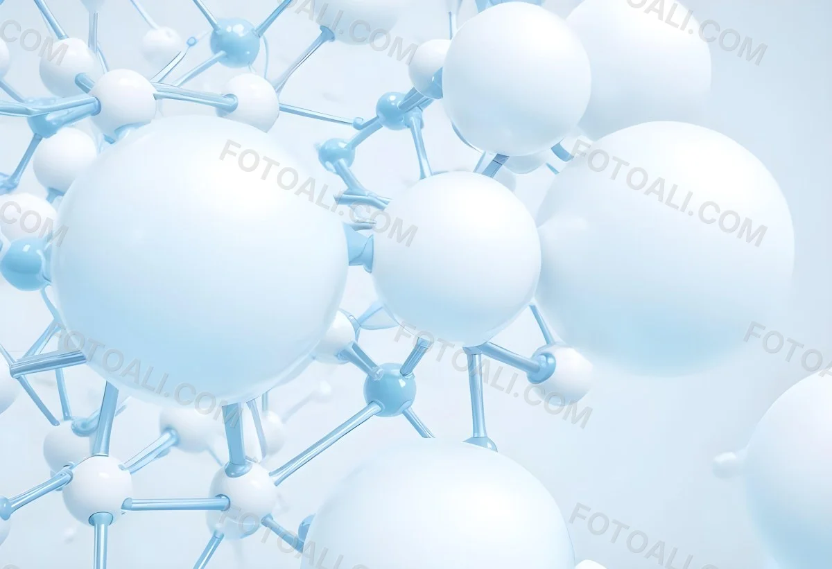 Oil Painting Molecular Structure With Interconnected Spheres Translucent Material Soft Lighting Light Blue And White Color Palette Scientific Or Medical Theme Clean And Minimalist Background Creative Extremely De 52 6611