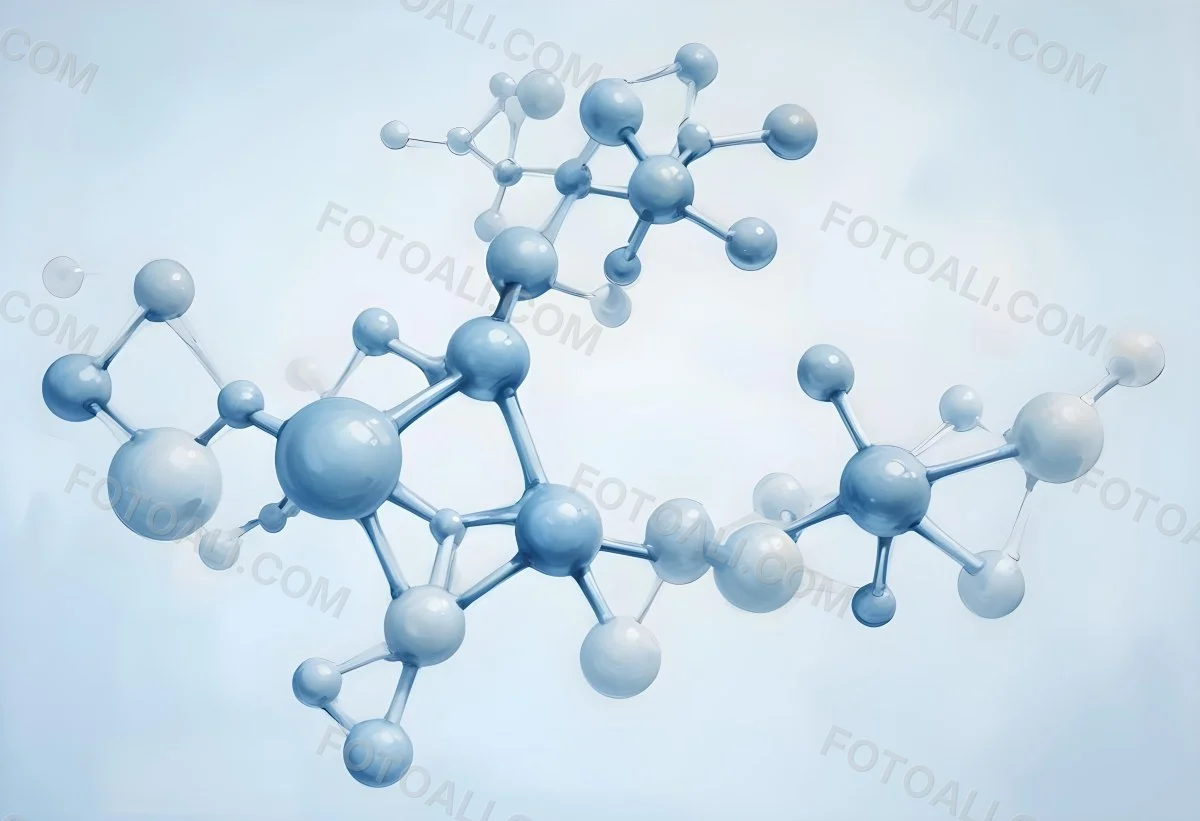 Oil Painting Molecular Structure With Interconnected Spheres Translucent Material Soft Lighting Light Blue And White Color Palette Scientific Or Medical Theme Clean And Minimalist Background Creative Extremely De 55 A31f
