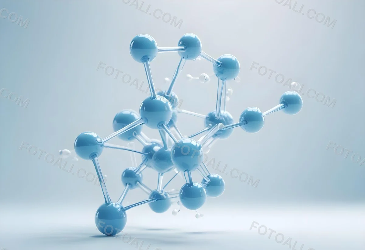 Oil Painting Molecular Structure With Interconnected Spheres Translucent Material Soft Lighting Light Blue And White Color Palette Scientific Or Medical Theme Clean And Minimalist Background Creative Extremely De 56 C870