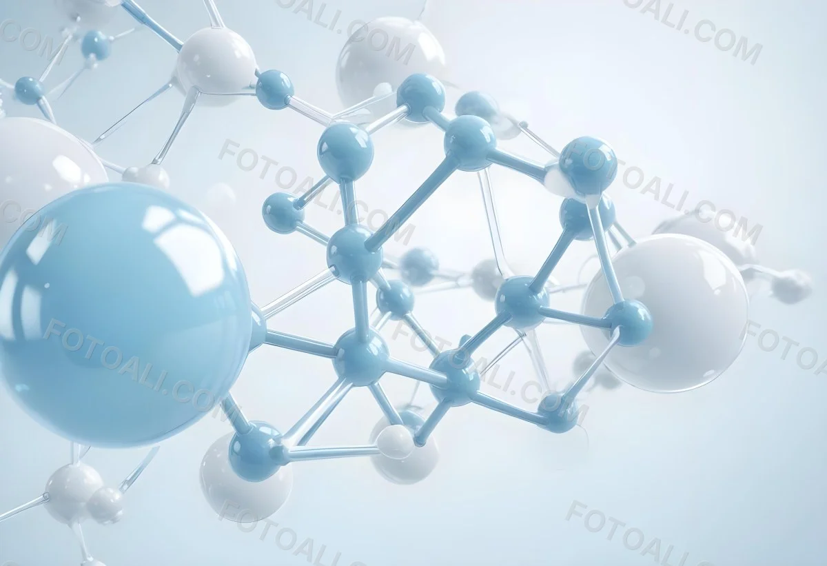 Oil Painting Molecular Structure With Interconnected Spheres Translucent Material Soft Lighting Light Blue And White Color Palette Scientific Or Medical Theme Clean And Minimalist Background Creative Extremely De 58 5f6f