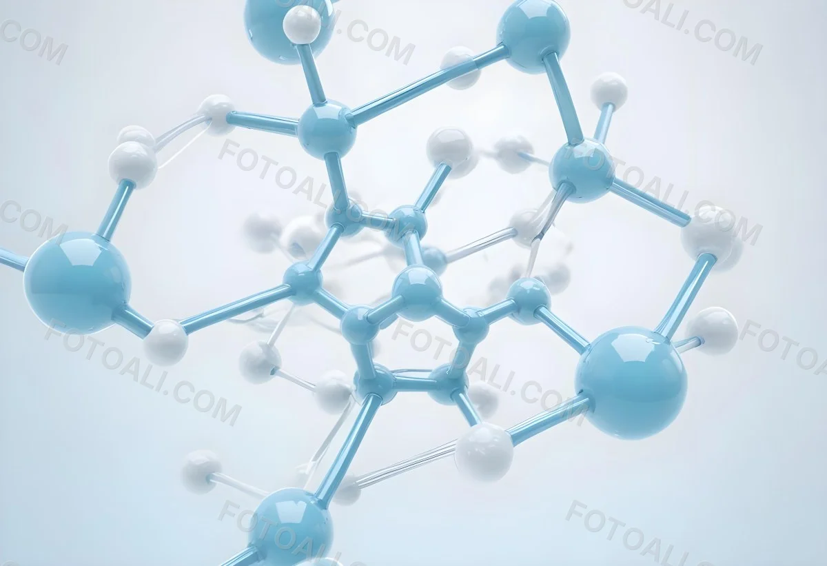 Oil Painting Molecular Structure With Interconnected Spheres Translucent Material Soft Lighting Light Blue And White Color Palette Scientific Or Medical Theme Clean And Minimalist Background Creative Extremely De 6 230b