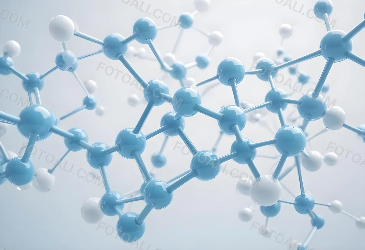 Oil Painting Molecular Structure With Interconnected Spheres Translucent Material Soft Lighting Light Blue And White Color Palette Scientific Or Medical Theme Clean And Minimalist Background Creative Extremely De 60 914e