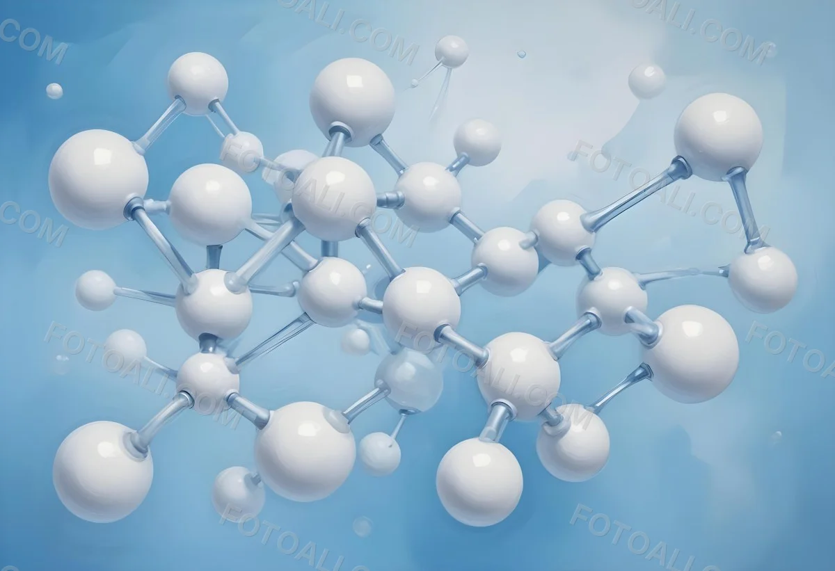 Oil Painting Molecular Structure With Interconnected Spheres Translucent Material Soft Lighting Light Blue And White Color Palette Scientific Or Medical Theme Clean And Minimalist Background Creative Extremely De 7 0f1d