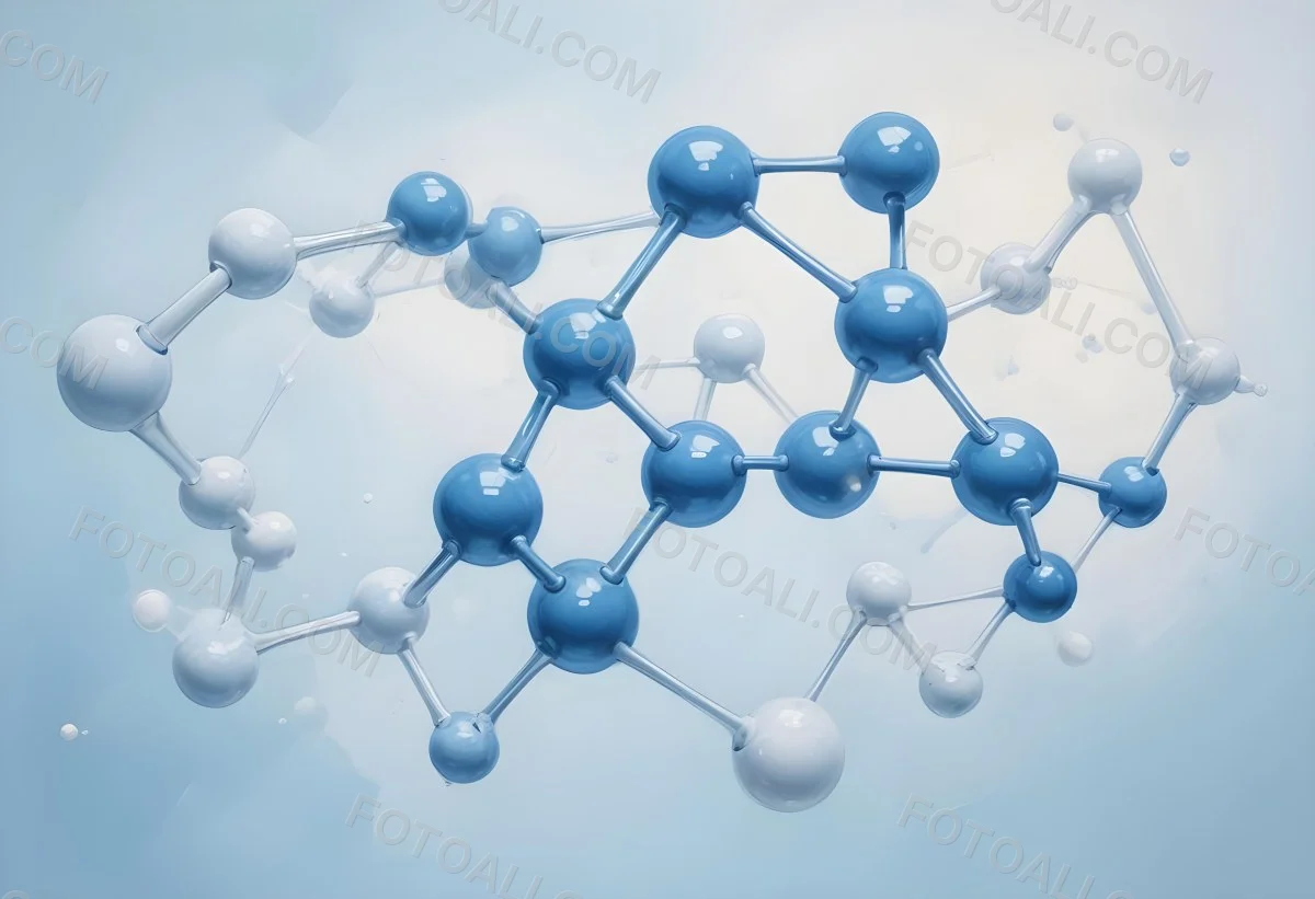 Oil Painting Molecular Structure With Interconnected Spheres Translucent Material Soft Lighting Light Blue And White Color Palette Scientific Or Medical Theme Clean And Minimalist Background Creative Extremely De 9 773b