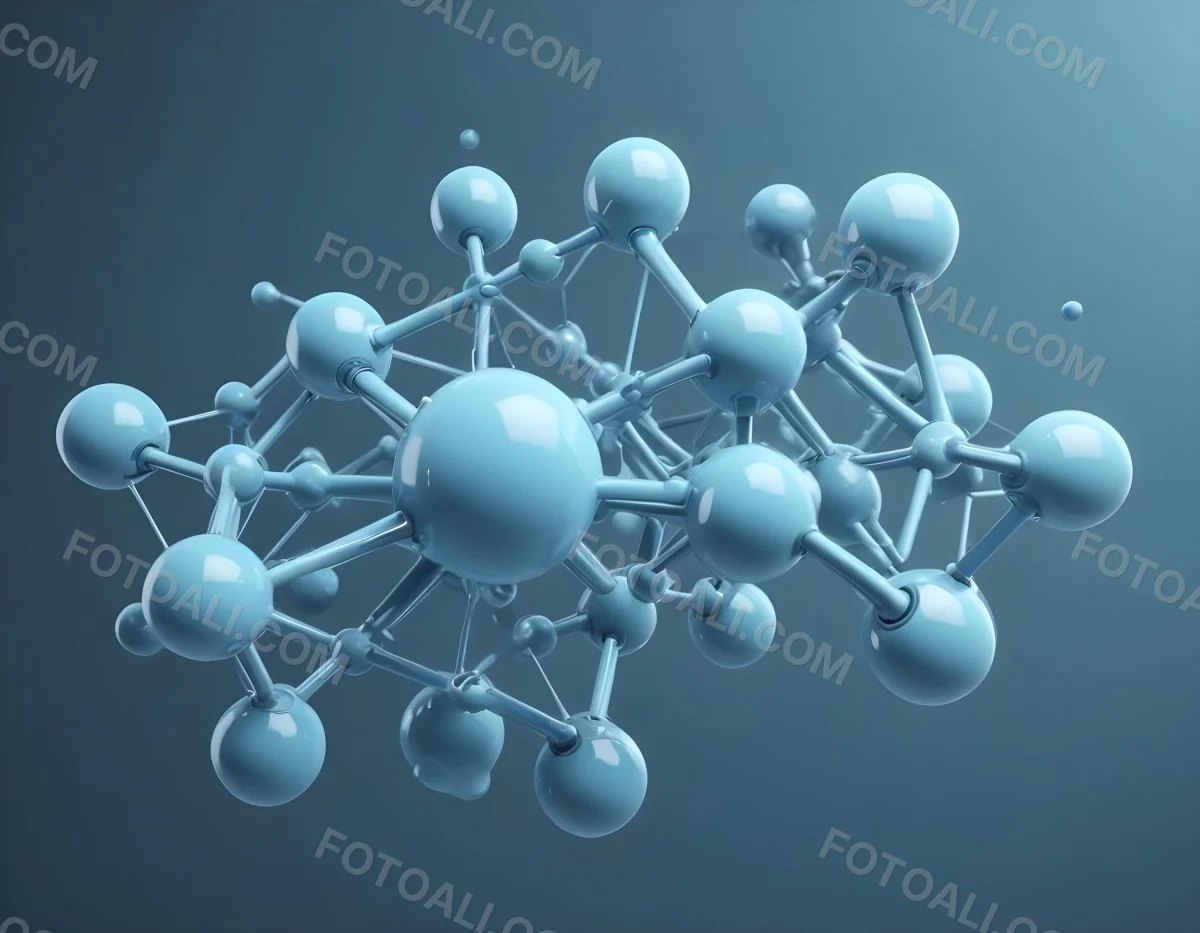 Oil Painting Molecular Structure With Spheres Connected By Rods Light Blue Color Scheme Soft Lighting Scientific Visualization Clean And Modern Design Abstract Background Creative Extremely Detailed Brush Stroke 50 0159
