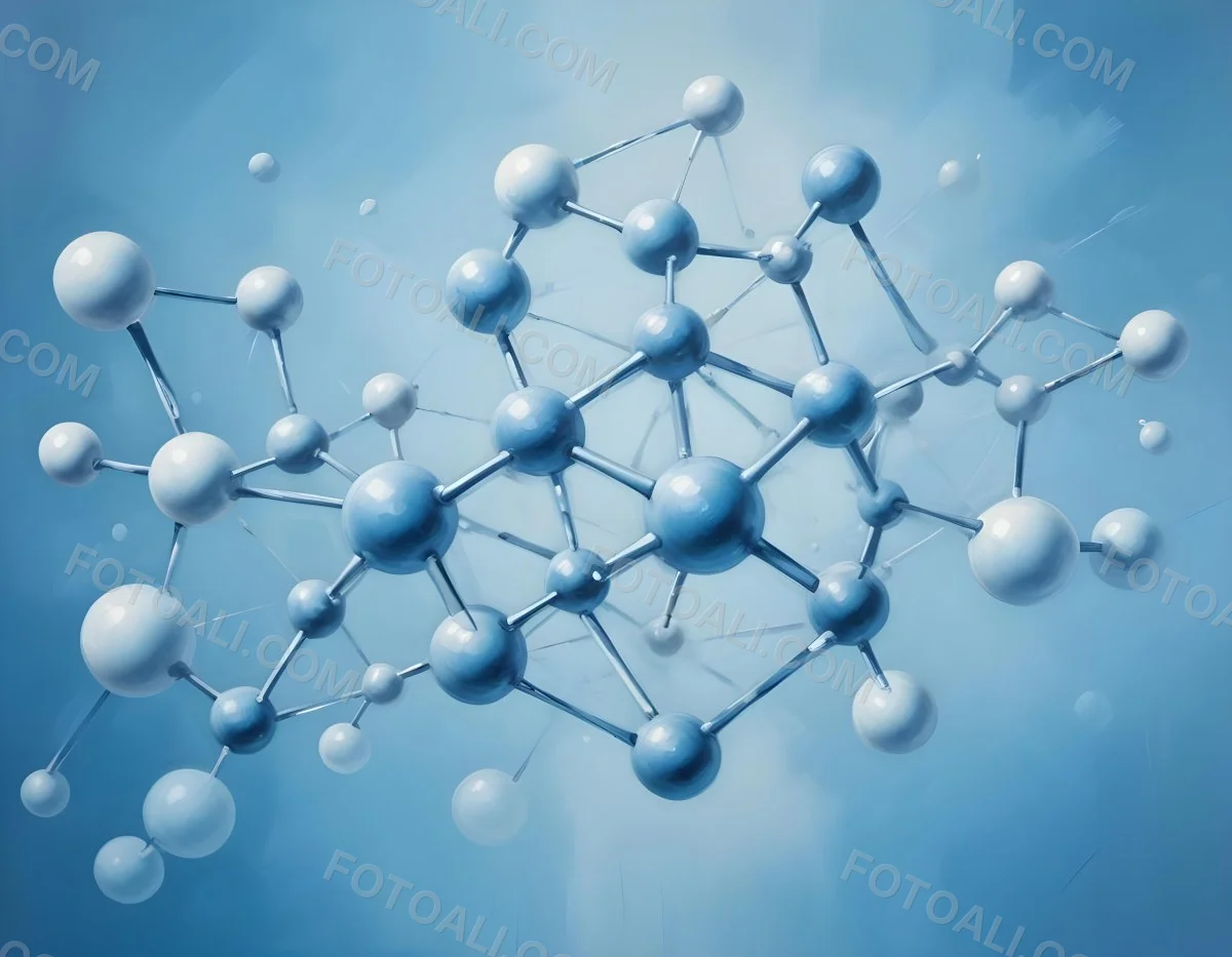 Oil Painting Molecular Structure With Spheres Connected By Rods Light Blue Color Scheme Soft Lighting Scientific Visualization Clean And Modern Design Abstract Background Creative Extremely Detailed Brush Stroke 51 0abd
