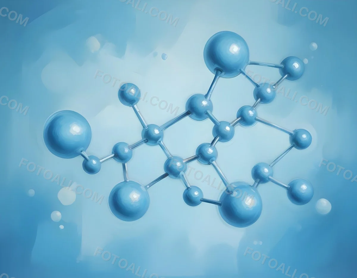 Oil Painting Molecular Structure With Spheres Connected By Rods Light Blue Color Scheme Soft Lighting Scientific Visualization Clean And Modern Design Abstract Background Creative Extremely Detailed Brush Stroke 6 A142